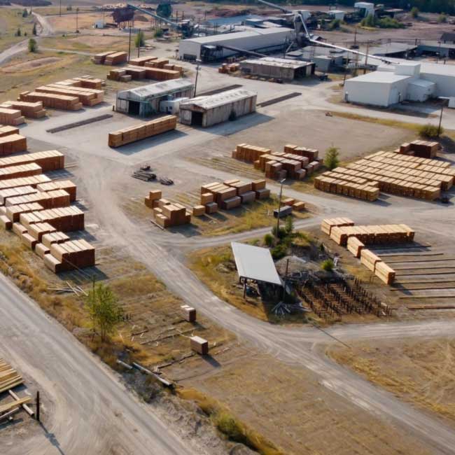 Timber saw mill - aerial photo